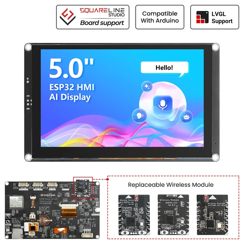 CrowPanel Advance 5" HMI Intelligentes IPS-Touch-Display (800x480) für IoT und industrielle Anwendungen