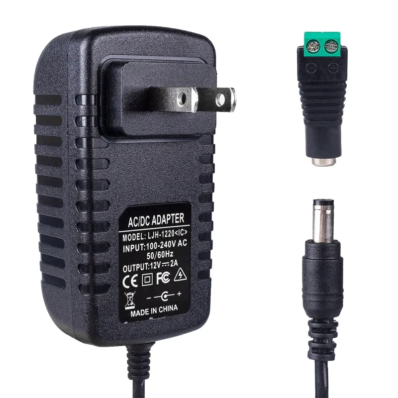 12 Voltage 2A 24W Switching Power Supply, AC 110V to 12 Volt Power Supply for LED Strip Light with 5.5/2.1mm DC Female Barrel Connector