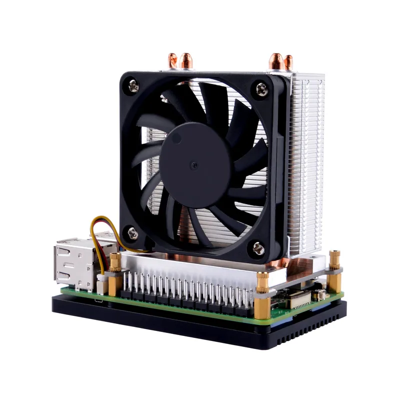52Pi ICE Tower Plus for Raspberry Pi 5, Aluminum Heatsink with Dual Copper Pipe for Raspberry Pi 5
