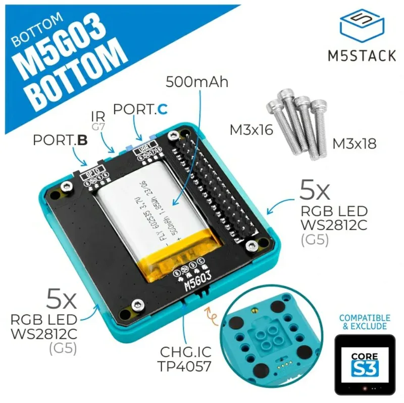 M5Stack CoreS3用バッテリーボトム