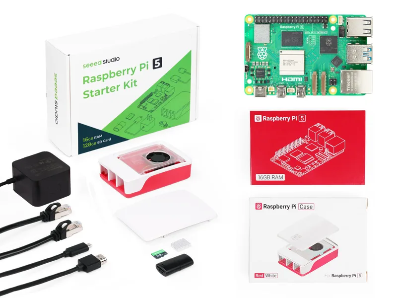Seeed Studio Raspberry Pi 5 Starter Kit - 16GB RAM,128GB Micro SD Card pre-loaded with 64-bit Raspberry Pi OS