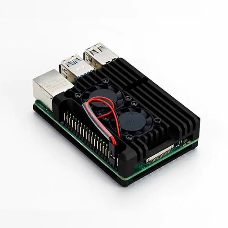 Raspberry Pi 4用 デュアルファン アルミケース （ブラック）--販売終了