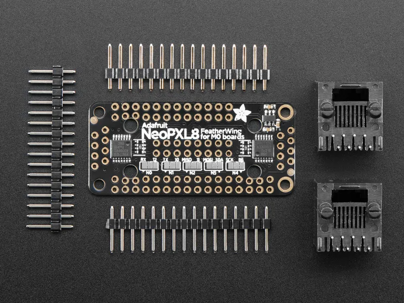 Adafruit NeoPXL8 FeatherWing for Feather M0 - 8 x DMA NeoPixels!