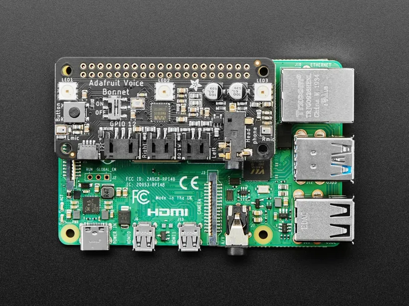 Adafruit Voice Bonnet for Raspberry Pi -Two Speakers + Two Mics