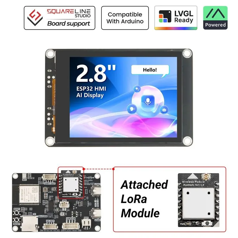 CrowPanel Advance 2.8inch HMI AI Display for Meshtastic-ESP32 320x240 Artificial IPS Intelligent Touchscreen