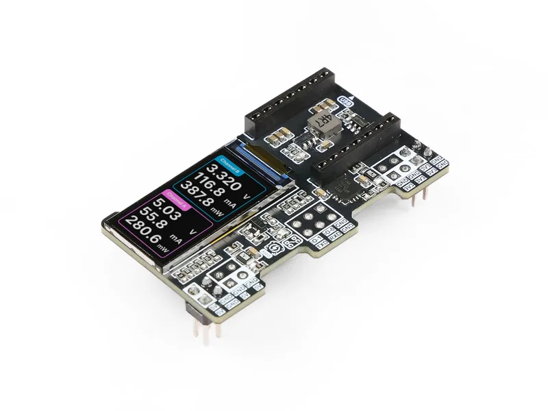 XIAO PowerBread – a breadboard power supply and meter compatible with XIAO dev boards, featuring a color LCD display for monitoring real-time voltage, current, and power consumption for 5V and/or 3.3V power rails