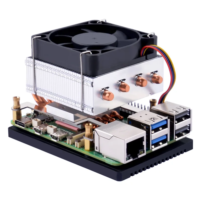 52Pi Low-Profile Plus CPU Cooler for Raspberry Pi 5, Aluminum Heatsink with Cooling Fan for Raspberry Pi 5