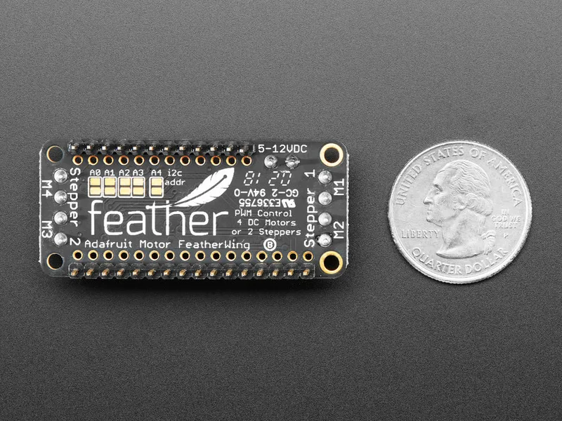 Assembled DC Motor + Stepper FeatherWing Add-on