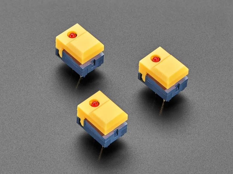 Step Switch with LED - Three Pack of Yellow with Red LED PB86-A1
