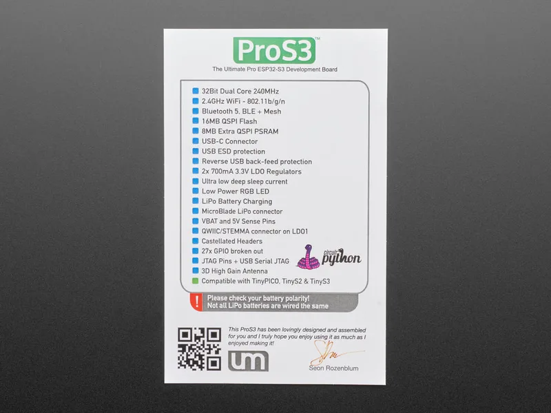ProS3 - ESP32-S3 Development Board by Unexpected Maker