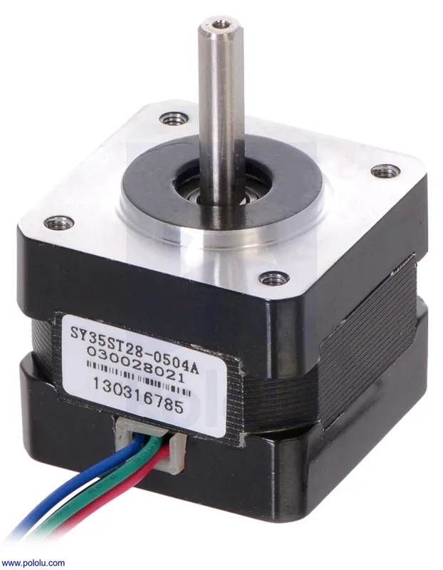 Stepper Motor: Bipolar, 200 Steps/Rev, 35×28mm, 10V, 0.5 A/Phase