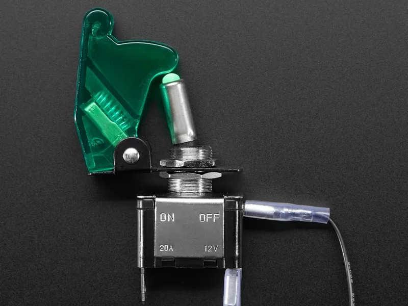 Illuminated Toggle Switch with Cover - Green