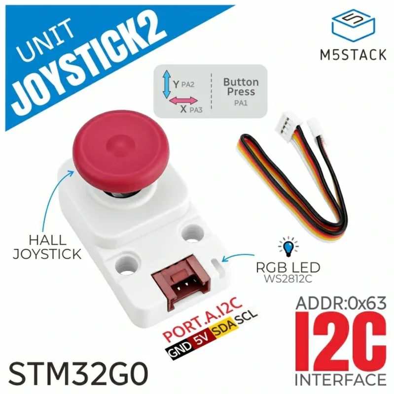 M5Stack用 I2Cジョイスティックユニット RGB LED付き (STM32G030)