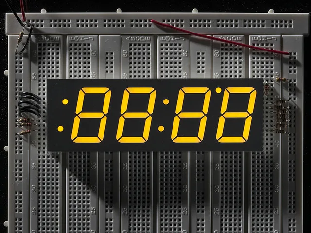 Yellow 7-segment clock display - 1.2" digit height