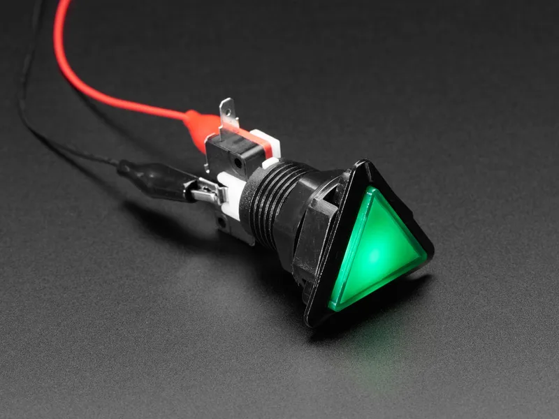 LED Illuminated Triangle Pushbutton A.K.A 1960s Sci-Fi Buttons Green