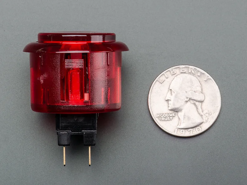 Arcade Button - 30mm Translucent Red