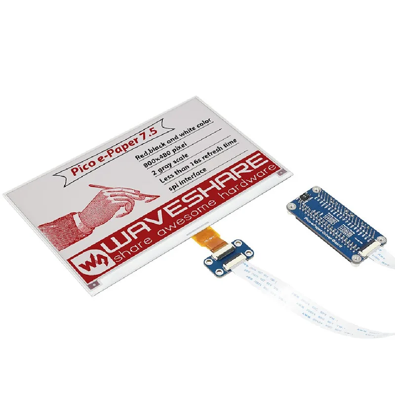 Raspberry Pi Pico用 7.5インチ e-Paper ディスプレイ（白黒赤）800×480