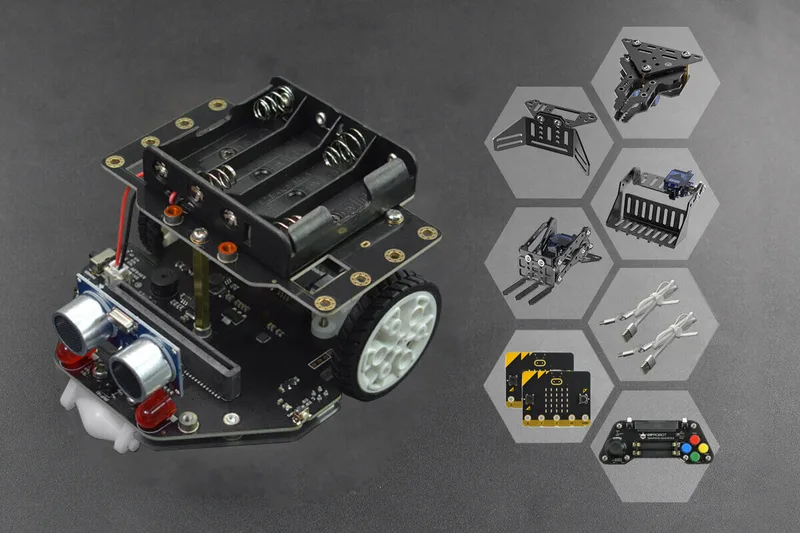 micro:Maqueen Plus V2 (Ni MH Rechargeable Battery) with Mechanic, micro:bit V2 and Gamepad