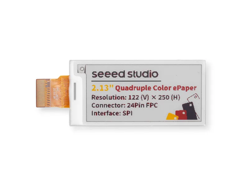 2.13" Quadruple Color eInk / ePaper Display with 122x250 Pixels, additional yellow and red display, SPI interface, Support XIAO/Arduino