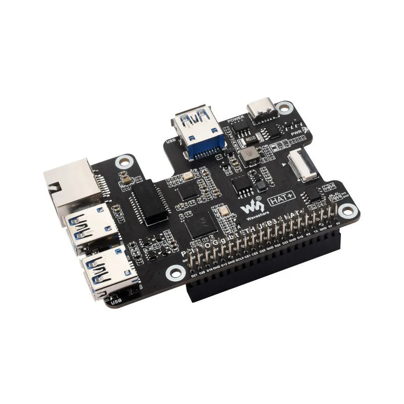 Waveshare Raspberry Pi 5用 PCIe-ギガビットイーサネット/USB 3.2 変換HAT+
