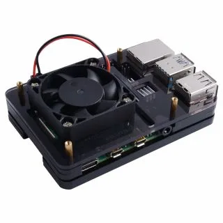 Black Case with Single Fan (Support Pi 4B)