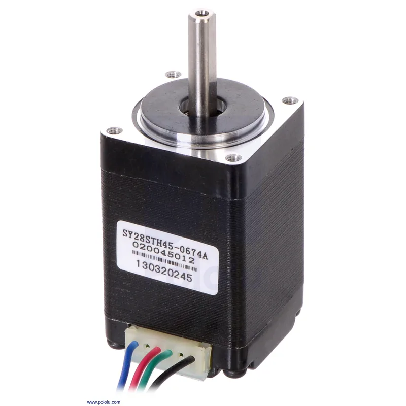 Stepper Motor: Bipolar, 200 Steps/Rev, 28×45mm, 4.5V, 0.67 A/Phase