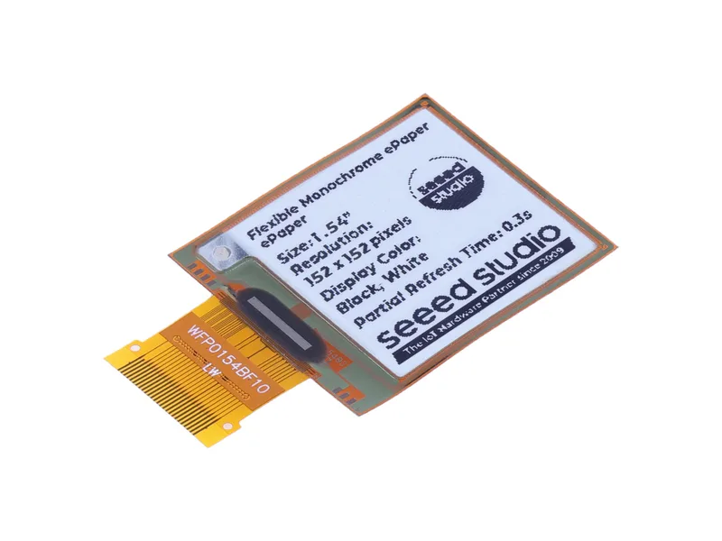 1.54" Flexible Monochrome eInk / ePaper Display with 152x152 Pixels, SPI interface, Support XIAO/Arduino/STM32