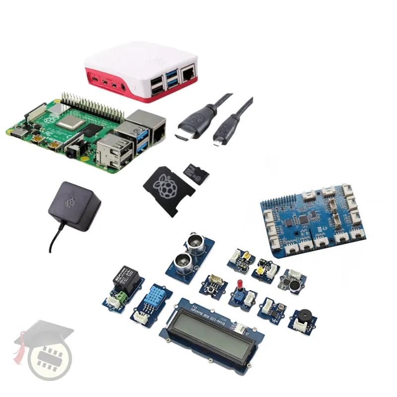 Pakronics® Raspberry Pi® 4 Model B Starter Kit with Grove Pi+ (CE Cerified) - Black