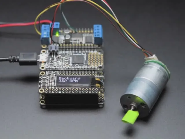 Geared DC Motor with Magnetic Encoder Outputs - 7 VDC 1:20 Ratio