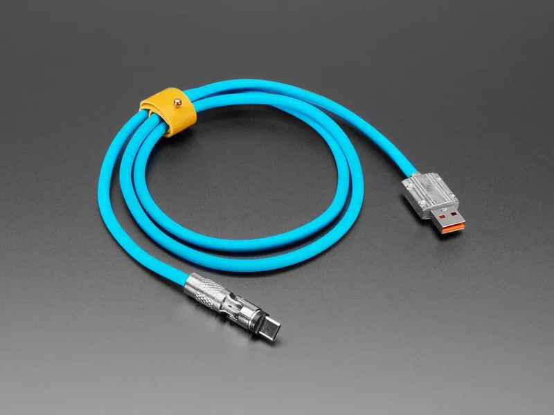Blue USB Type C to USB A Cable with 540 Degree Rotating End