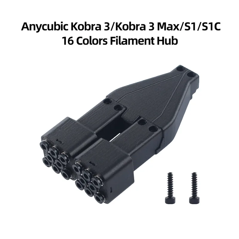 16 Colors Filament Hub for Anycubic Kobra 3 Kobra 3 Max S1 S1C 3D Printer 16 Way Filament Convergence Manifold with Screws
