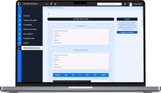 Module de facturation et paiements