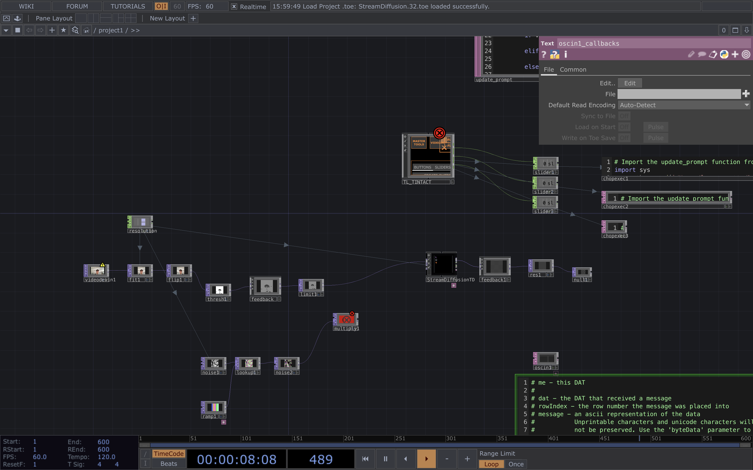 Touchdesigner software screenshot
