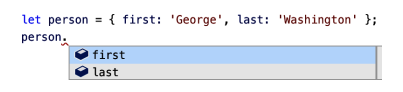 The TypeScript Language Service is able to provide contextual autocomplete
for symbols with types.