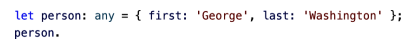 There is no autocomplete for properties on symbols with any types.