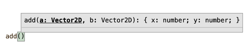 Figure 3-2. The parameters to the add function have named types, but the inferred return value does not.