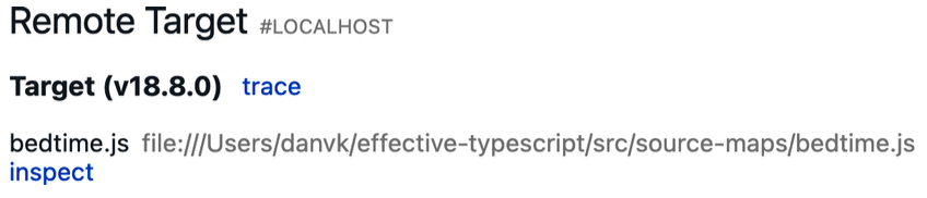 图 9-5. 在 Google Chrome (chrome://inspect) 中选择远程调试目标进行检查。