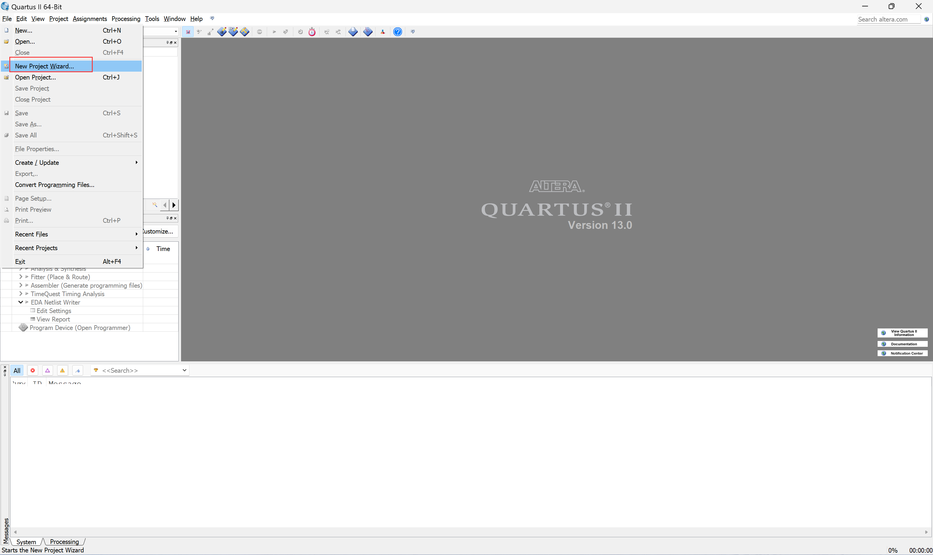 点击New Project Wizard...进行新建