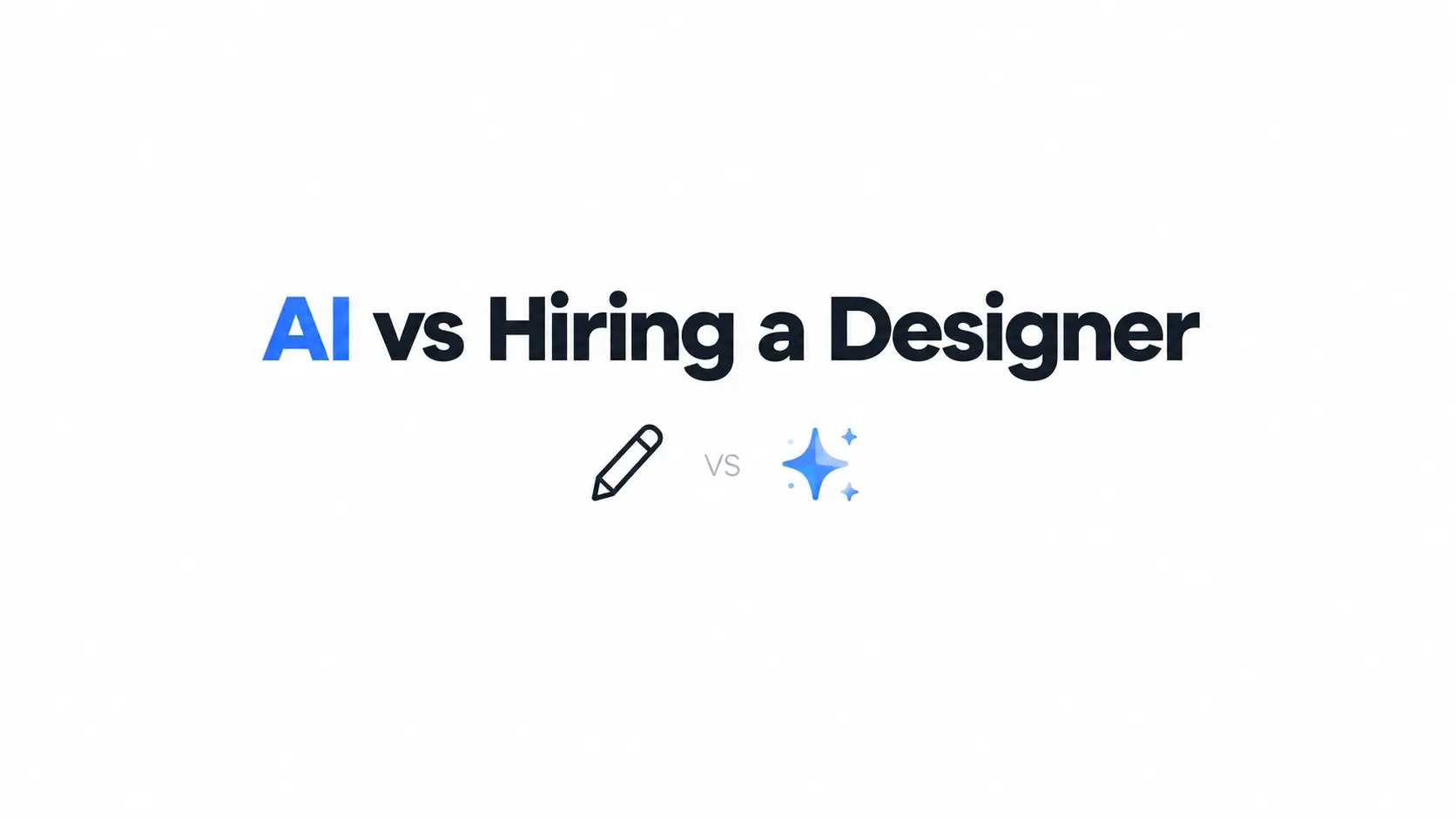 Cover illustration comparing an AI web designer with a human web designer on cost, speed and quality for a SaaS landing page