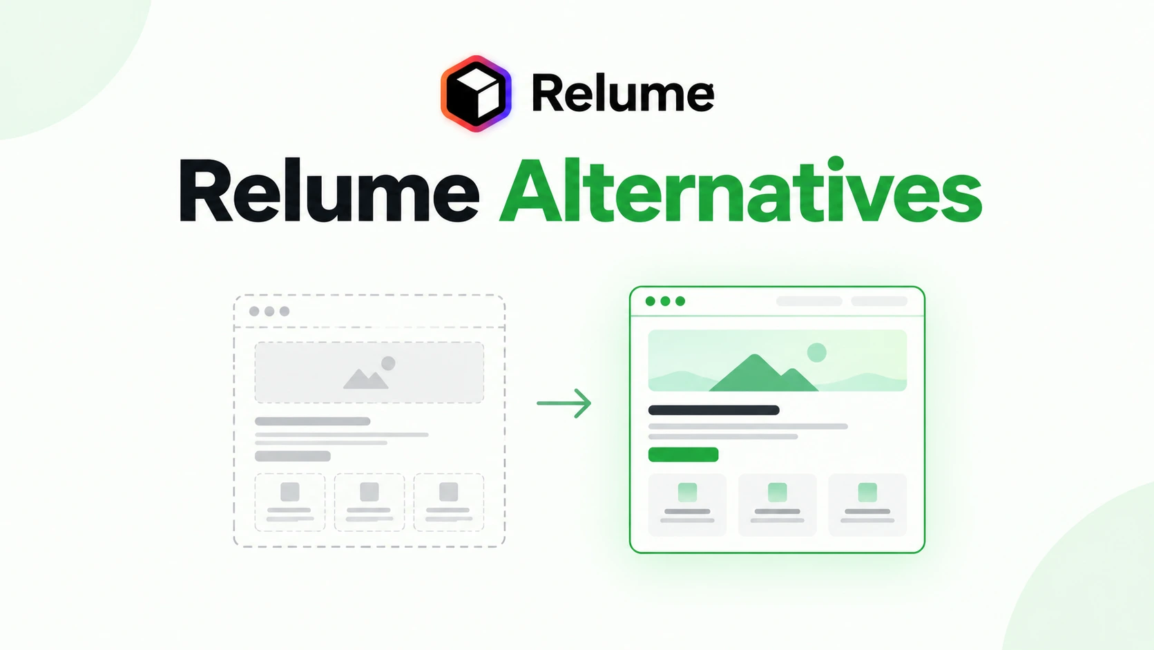 Cover illustration for a comparison of Relume alternatives, showing a wireframe turning into a finished designed web page