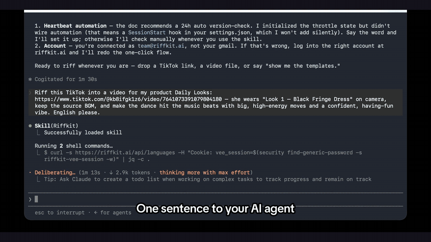 One sentence in Claude Code, an ok on the plan, and a finished post-ready riff