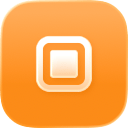 A minimalist app icon featuring a rounded square shape in orange gradient with two nested squares in the center. The outer square is white/light cream-colored with rounded corners, and the innermost square is a lighter cream color. The design has a subtle shadow effect giving it a modern, three-dimensional appearance against the orange background.
