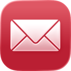 TempBox application icon - A white envelope on a red background