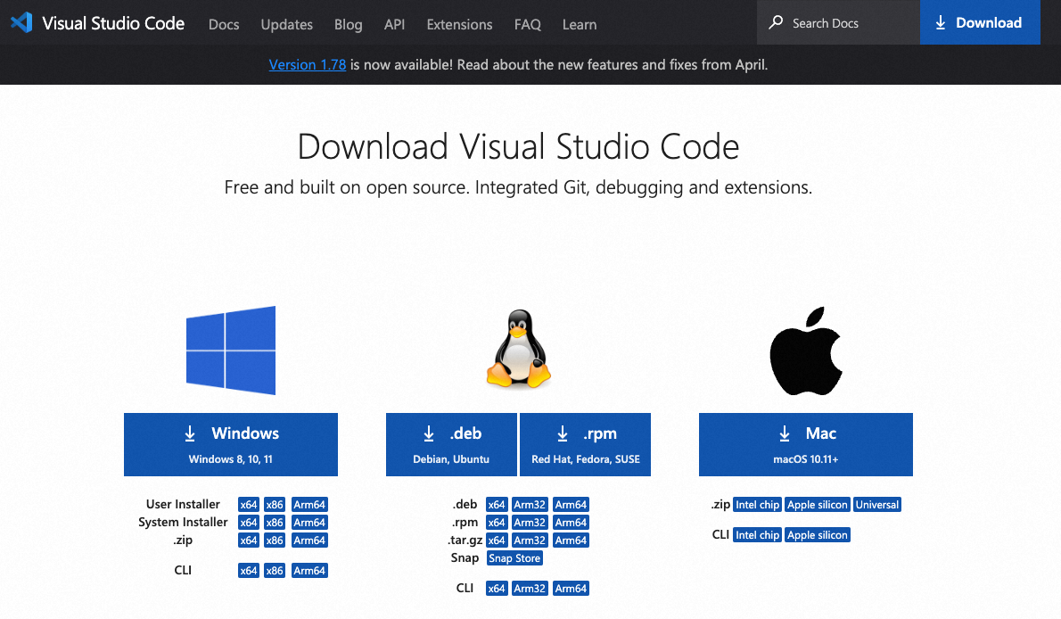 VSCode下载页