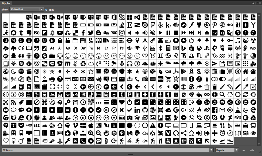 Icons in use inside Adobe Illustrator