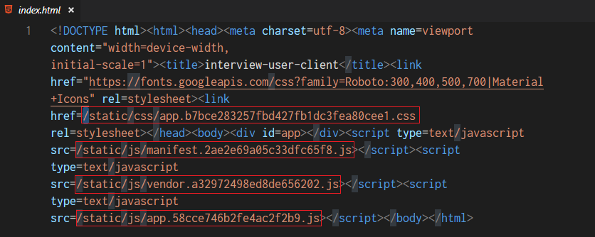 vue-cli 打包的项目 index.html 源码