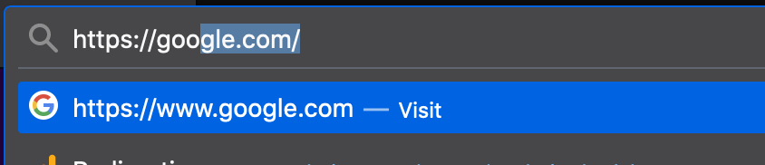 Typing https://google.com in the browser