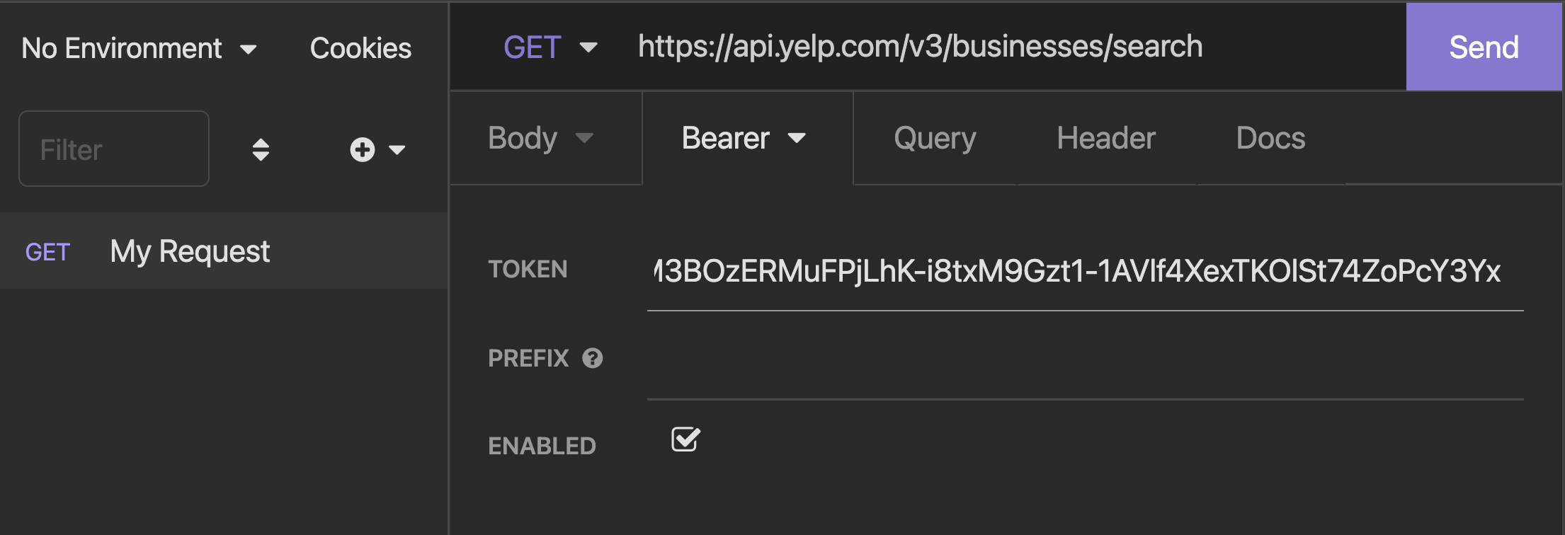 bearer token fill out