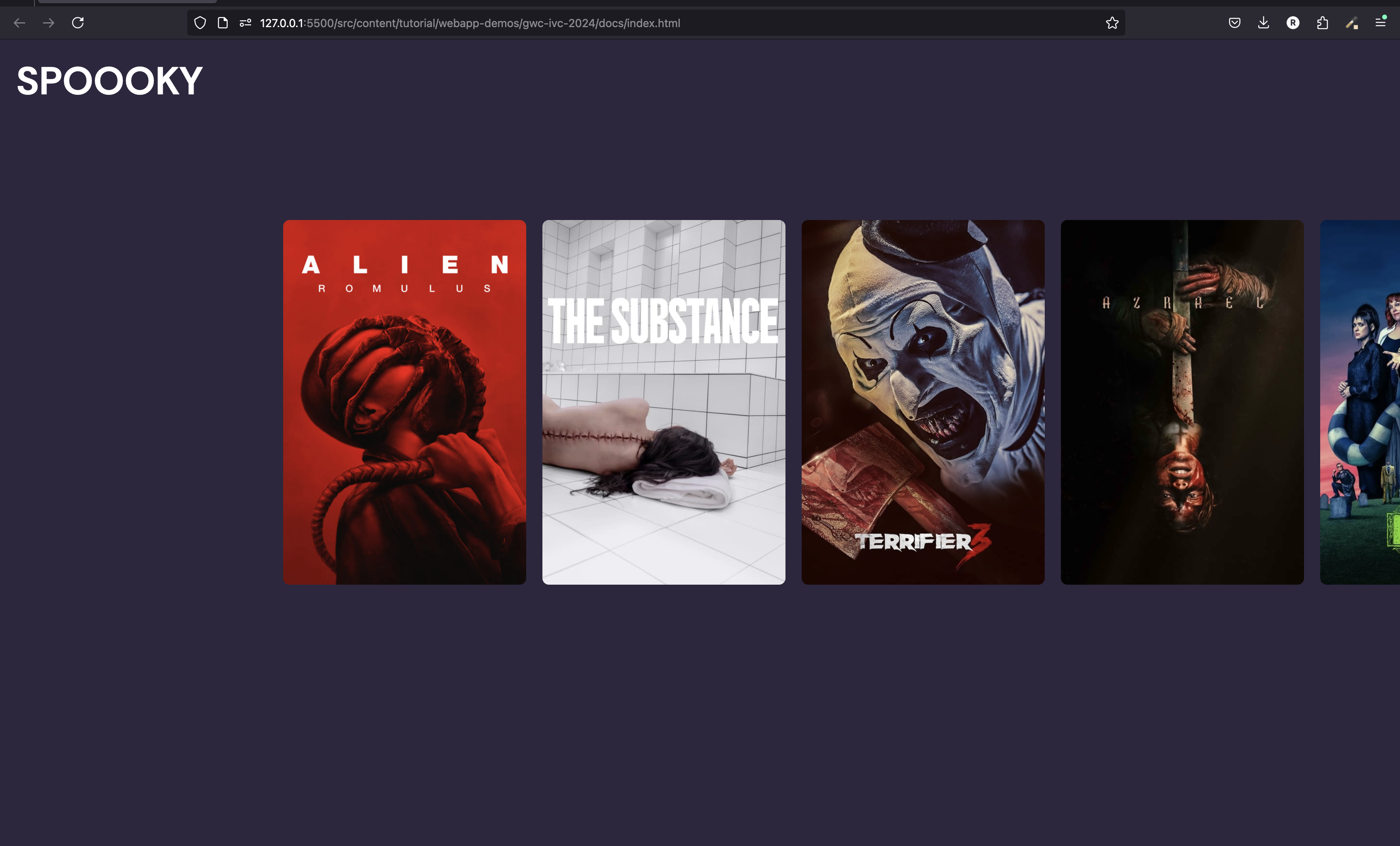 spoooky homepage