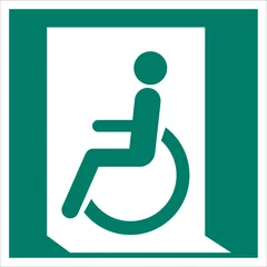 Emergency exit for people unable to walk or with walking impairment (left)